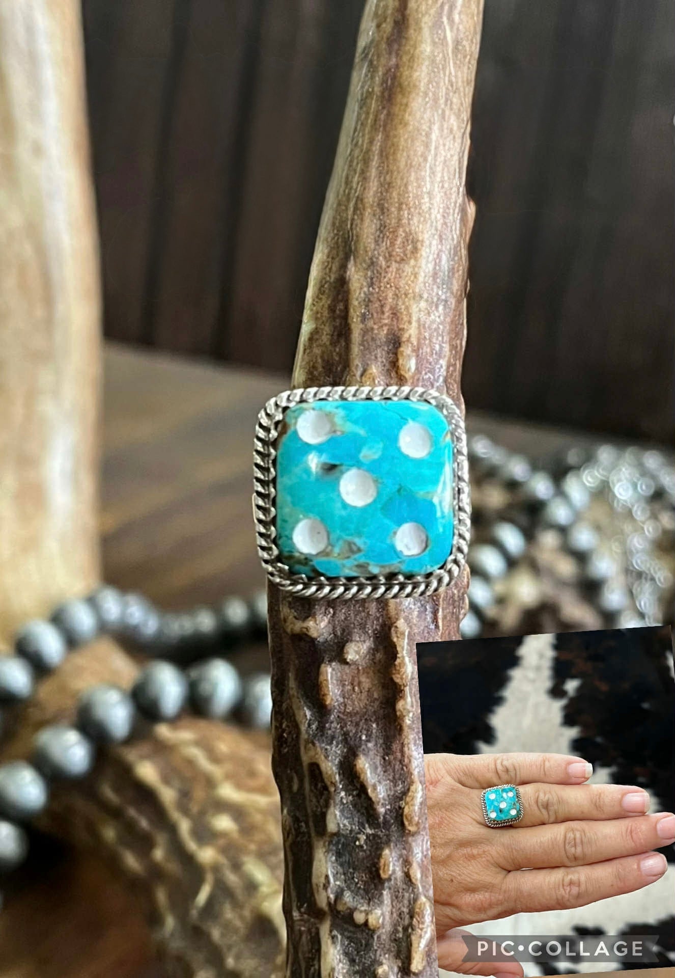 Kingman Turquoise Dice Ring