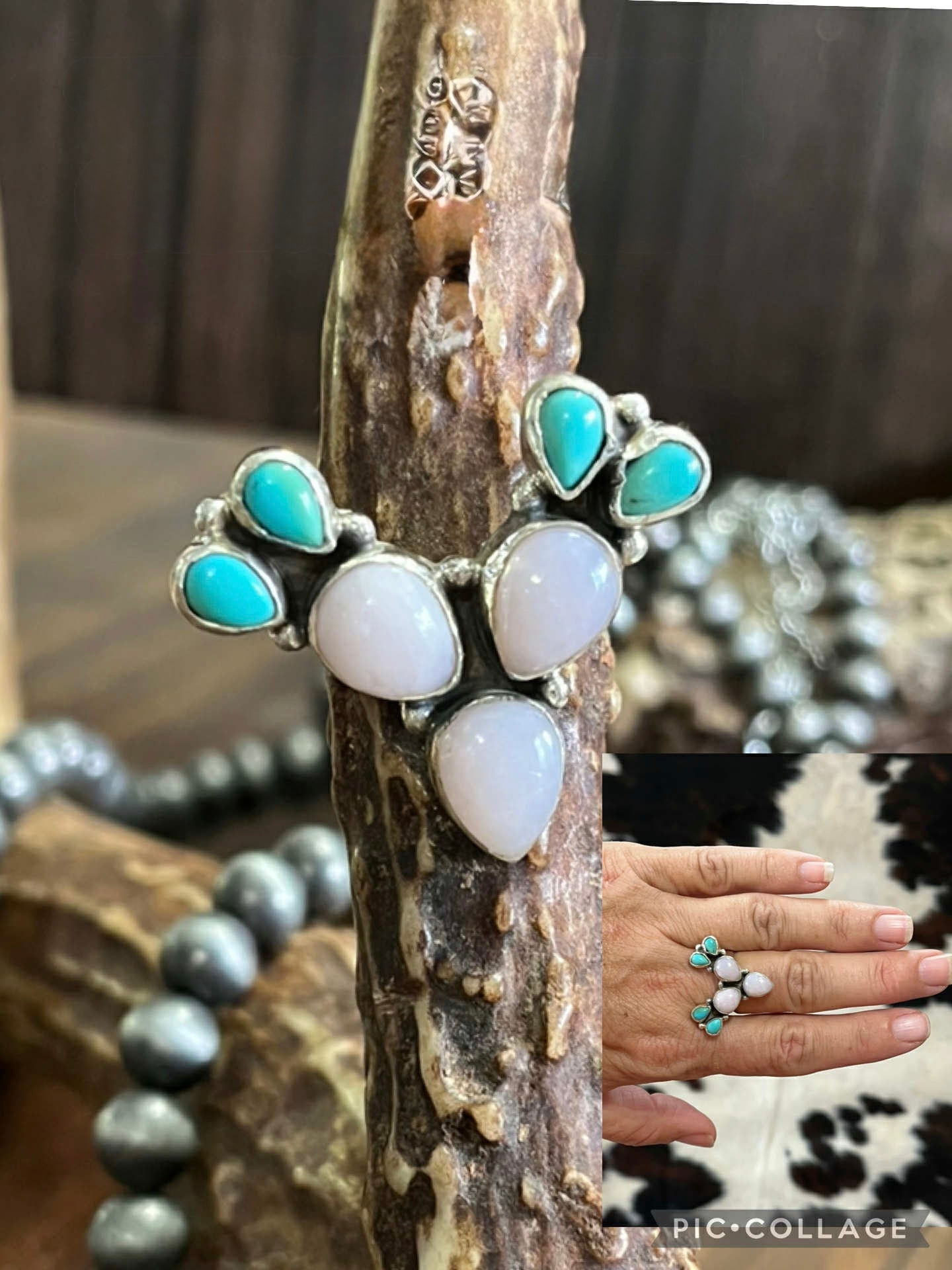 Turquoise/Opal Cactus Ring