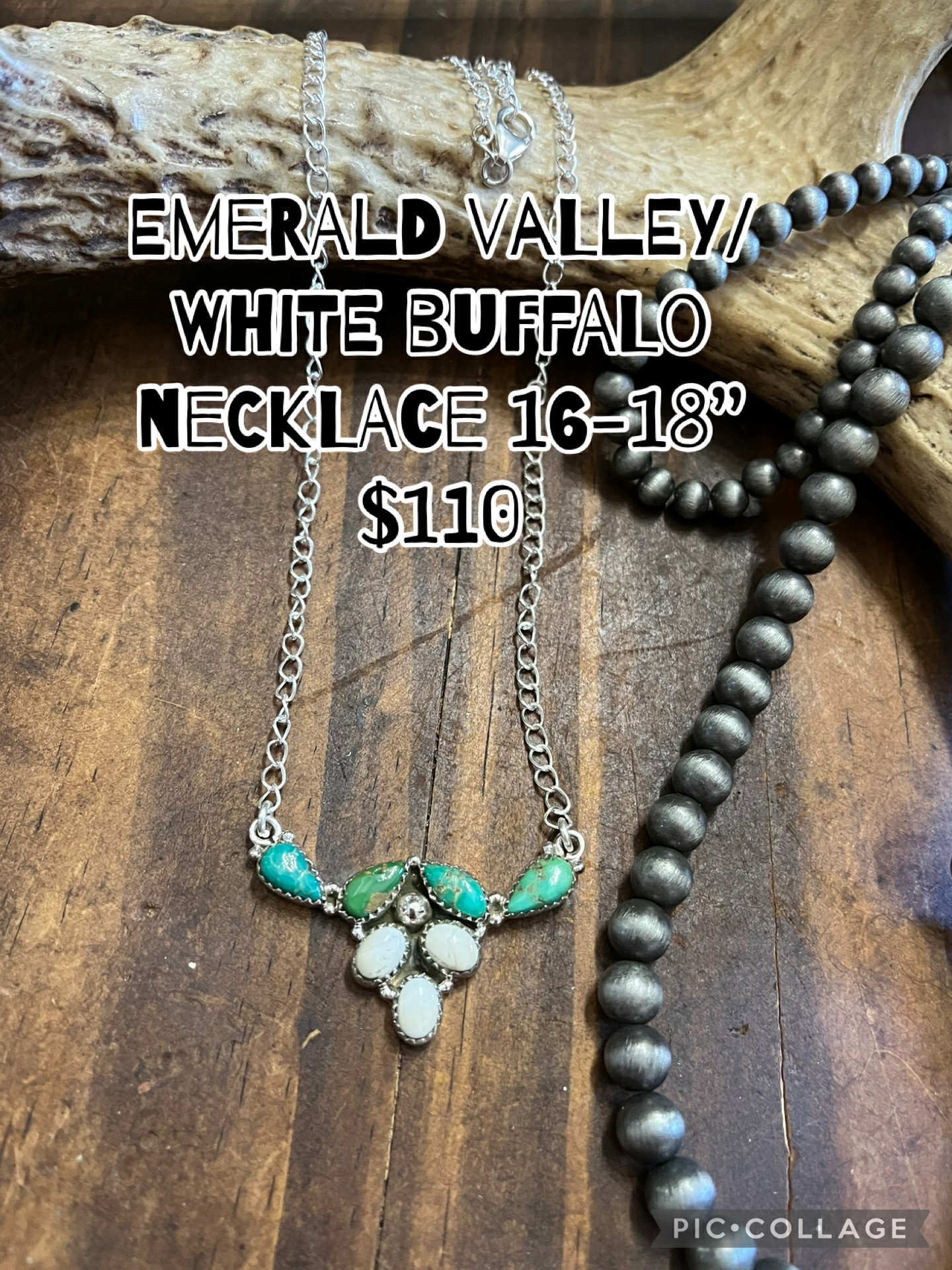 Emerald valley/ White Buffalo Necklace