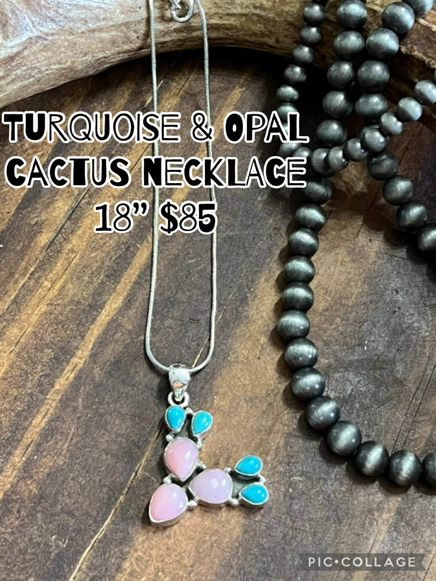 Turquoise/Opal Cactus Necklace