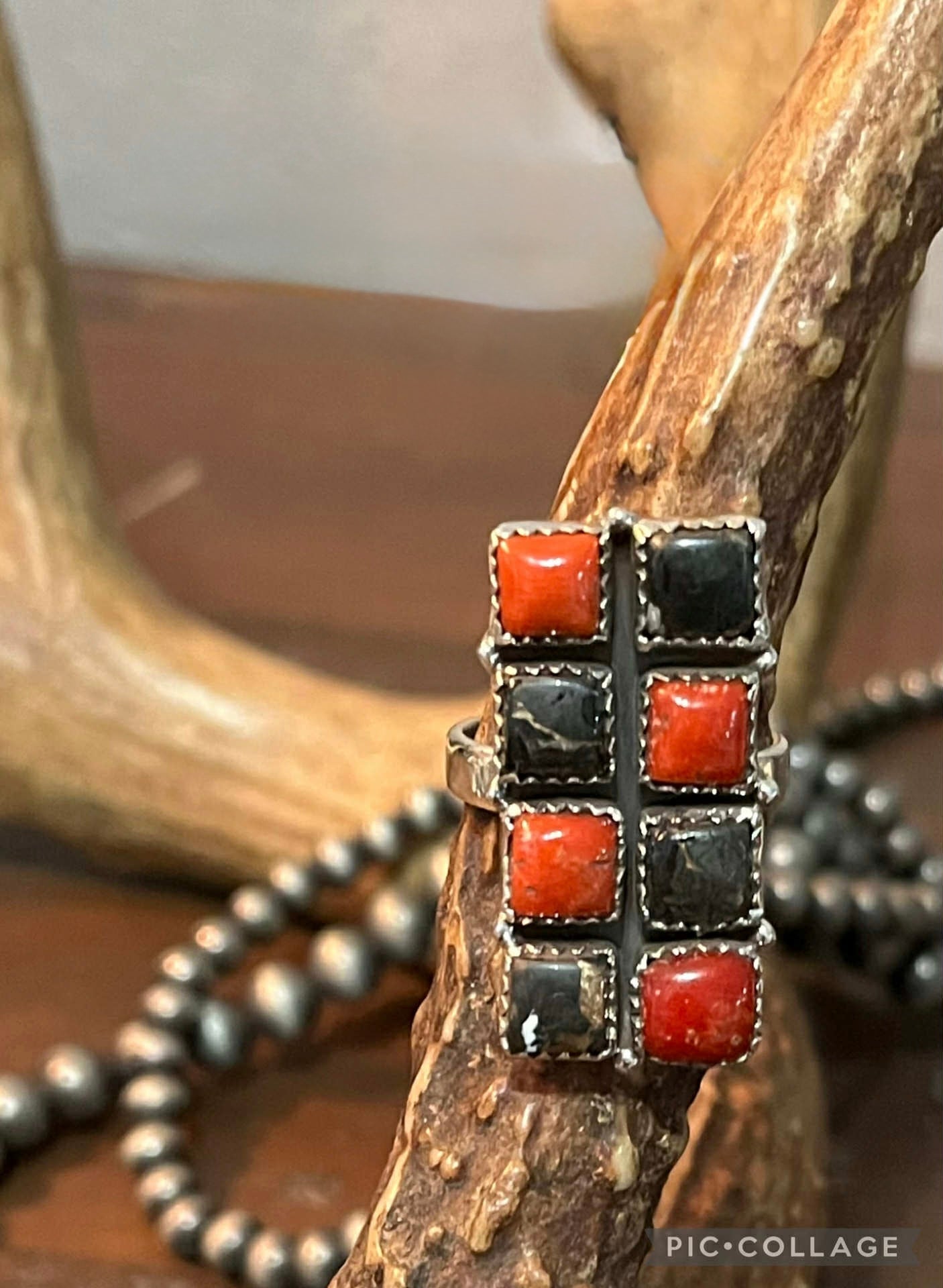 Black stallion Italian Coral Ring