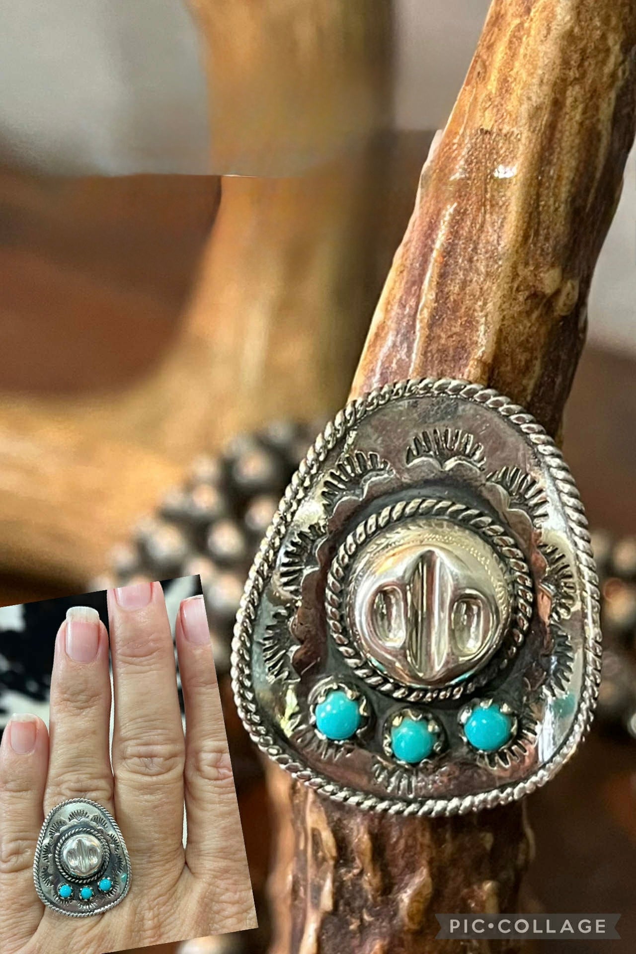 Handmade Turquoise Cowboy Hat Ring