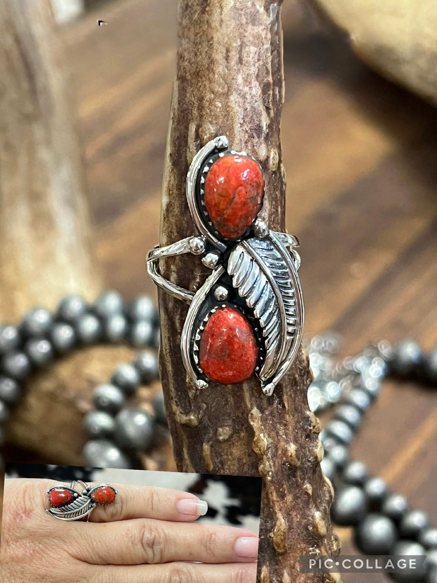Coral Feather Ring