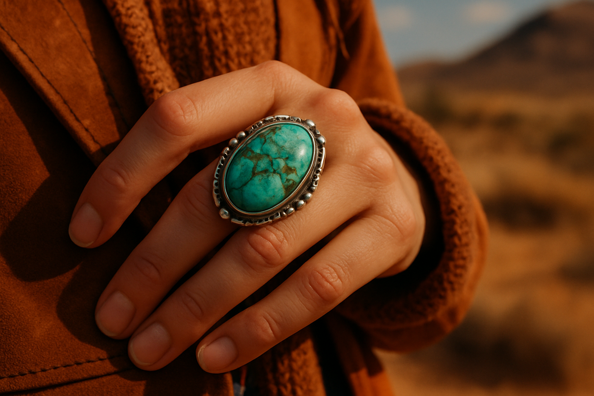 western with turquoise on hand