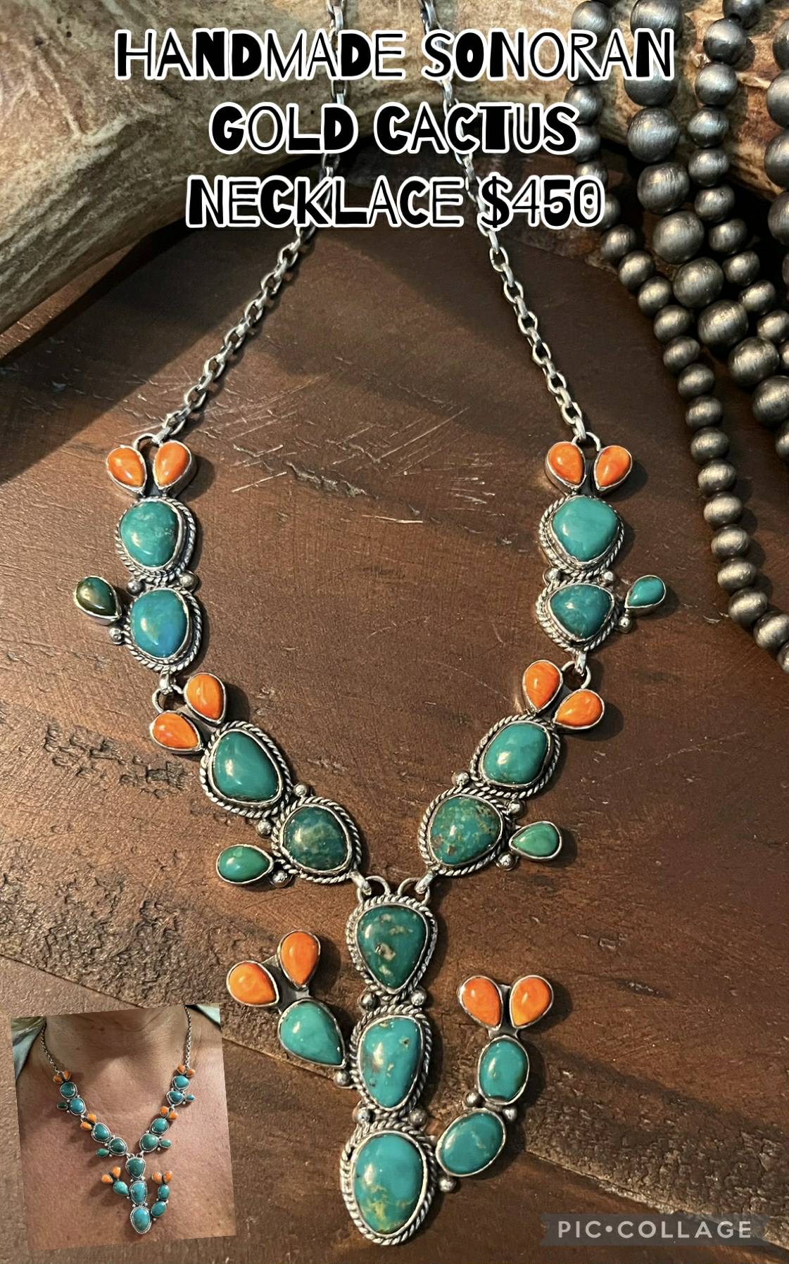 Sonoran Gold Huge Handmade Statement Cactus Necklace