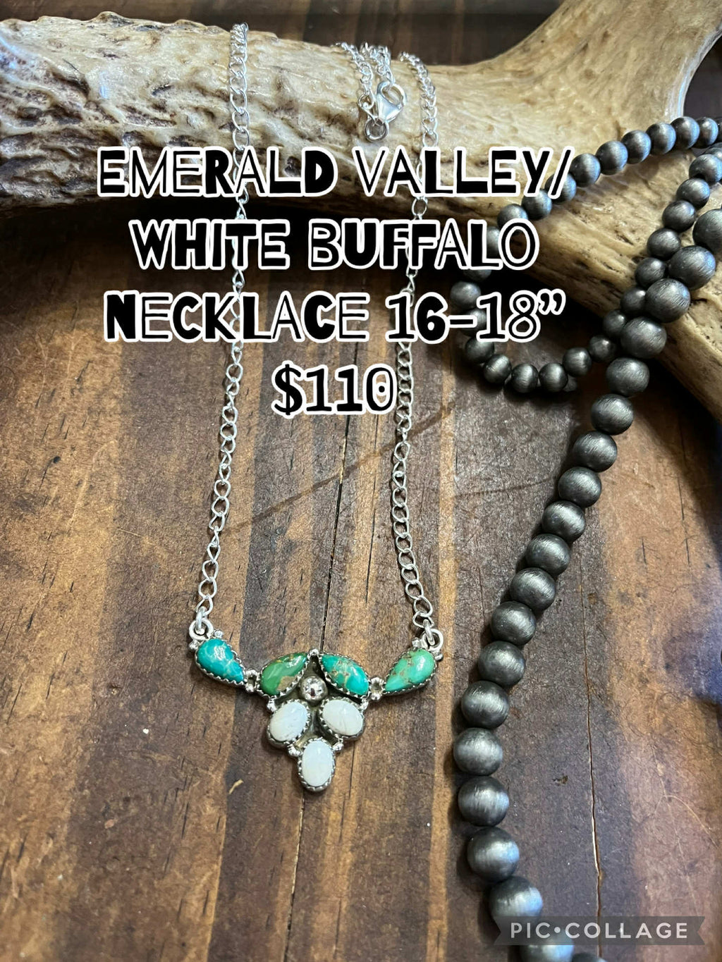 Emerald valley/ White Buffalo Necklace