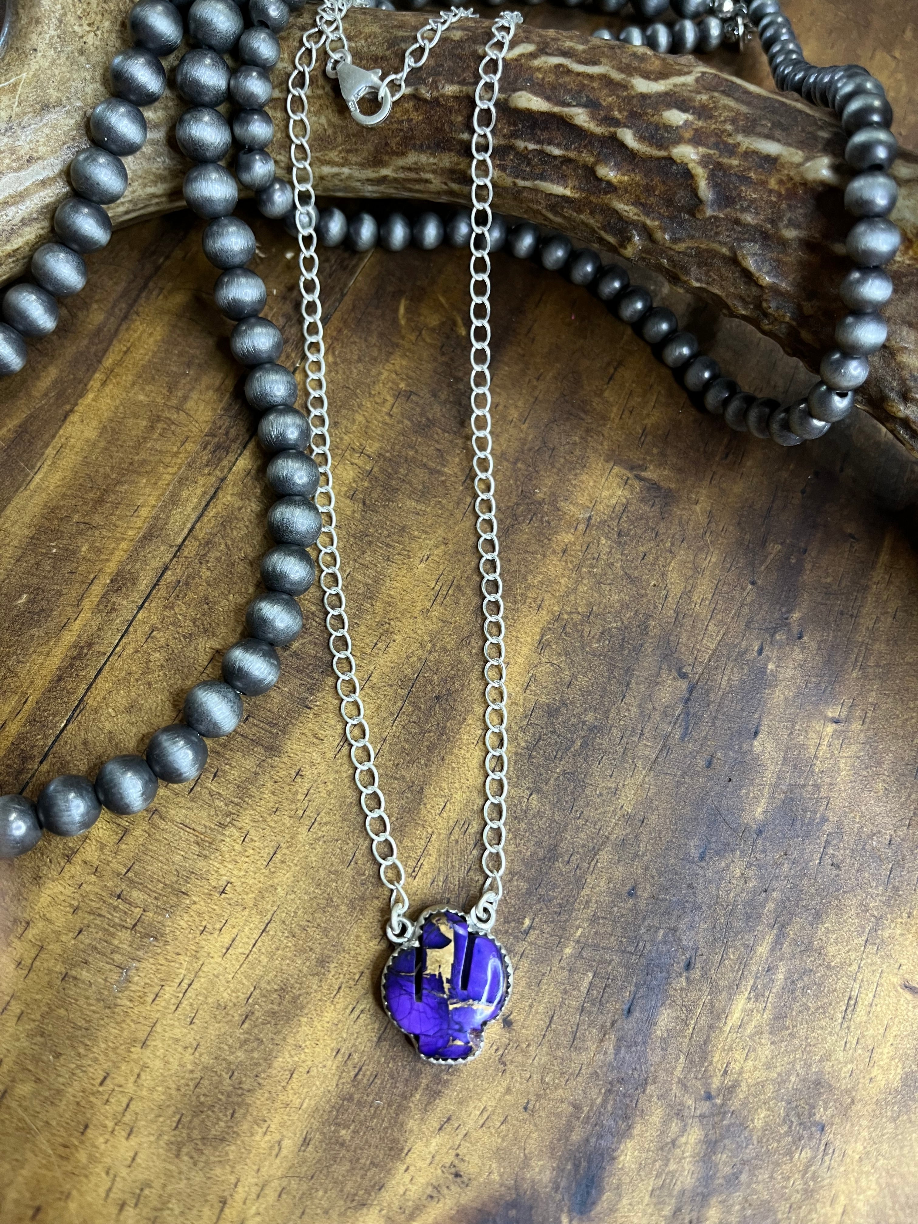 Purple Dahlia Cactus Necklace