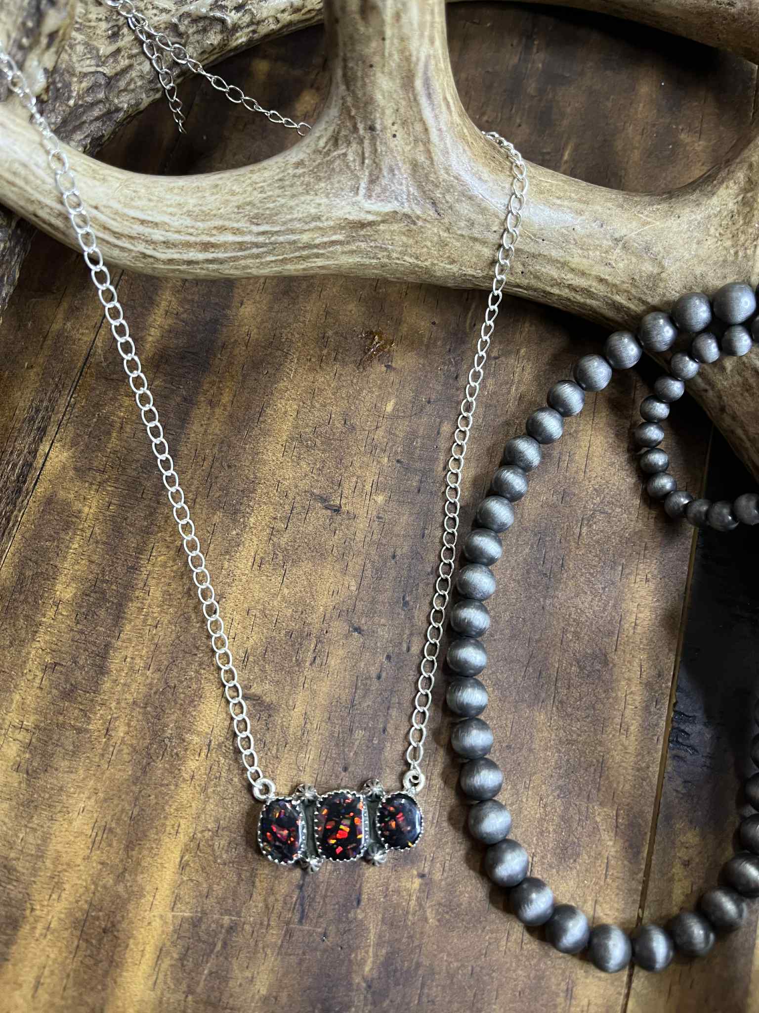 Fire Crushed Opal Necklace