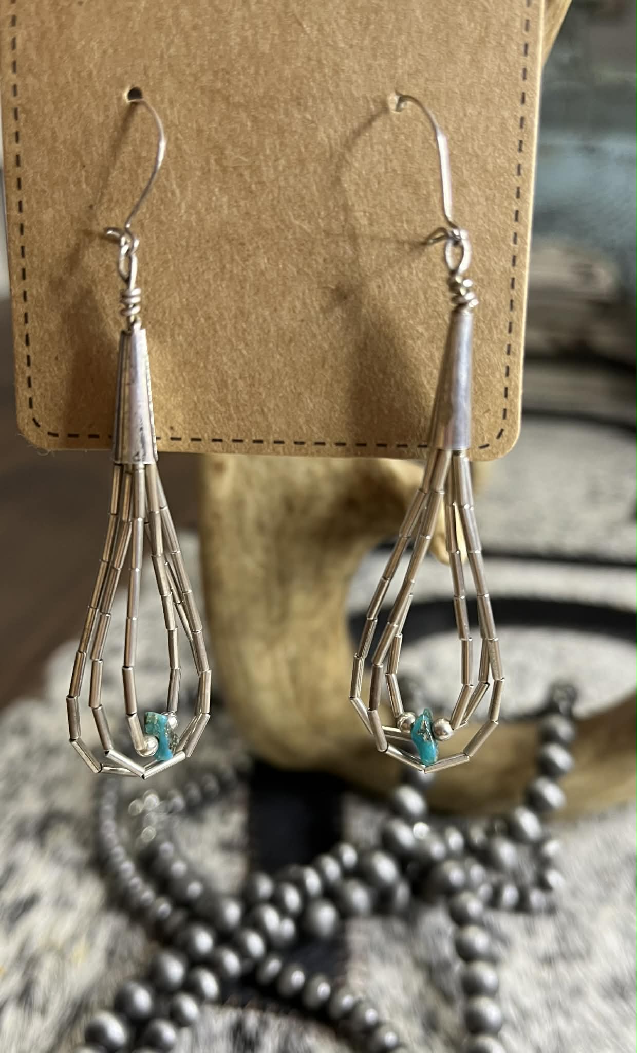 Liquid silver & turquoise earrings