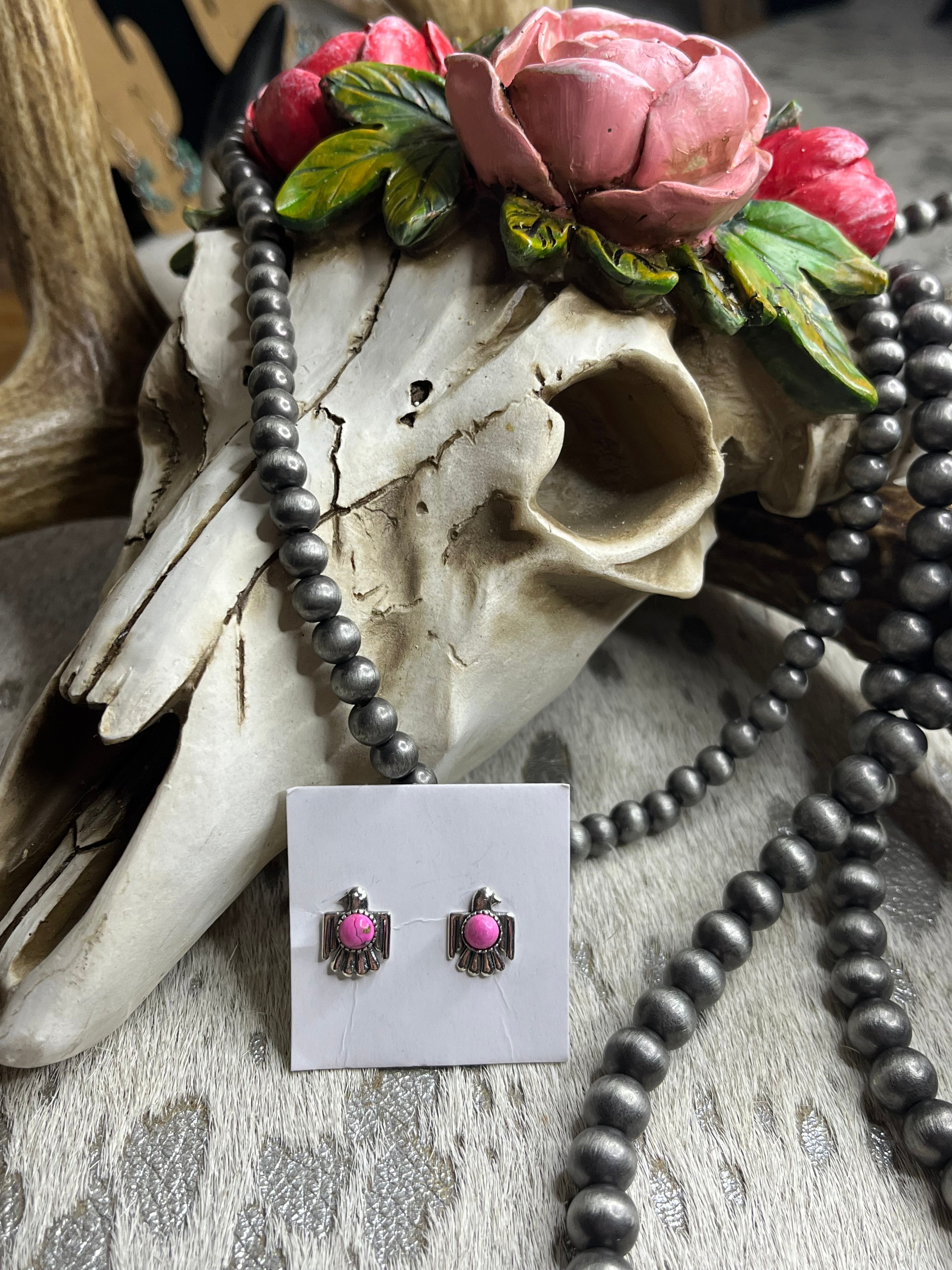 Cotton Candy Thunderbird Stud Earrings