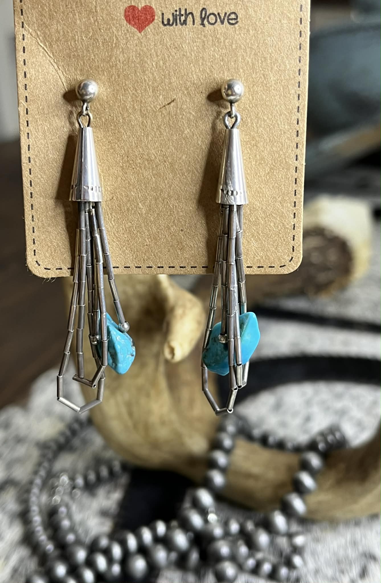 Liquid silver & turquoise earrings