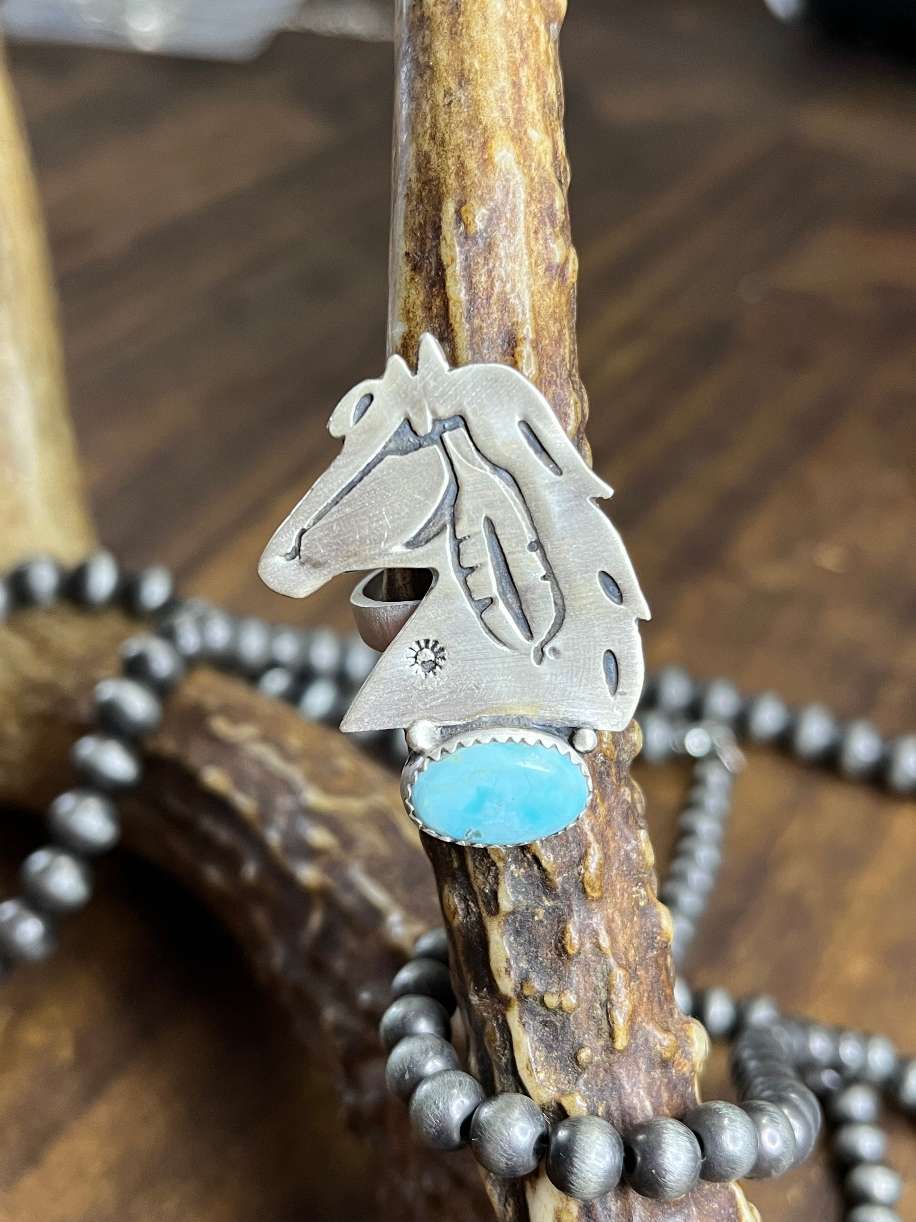 White Water Turquoise Horse Ring