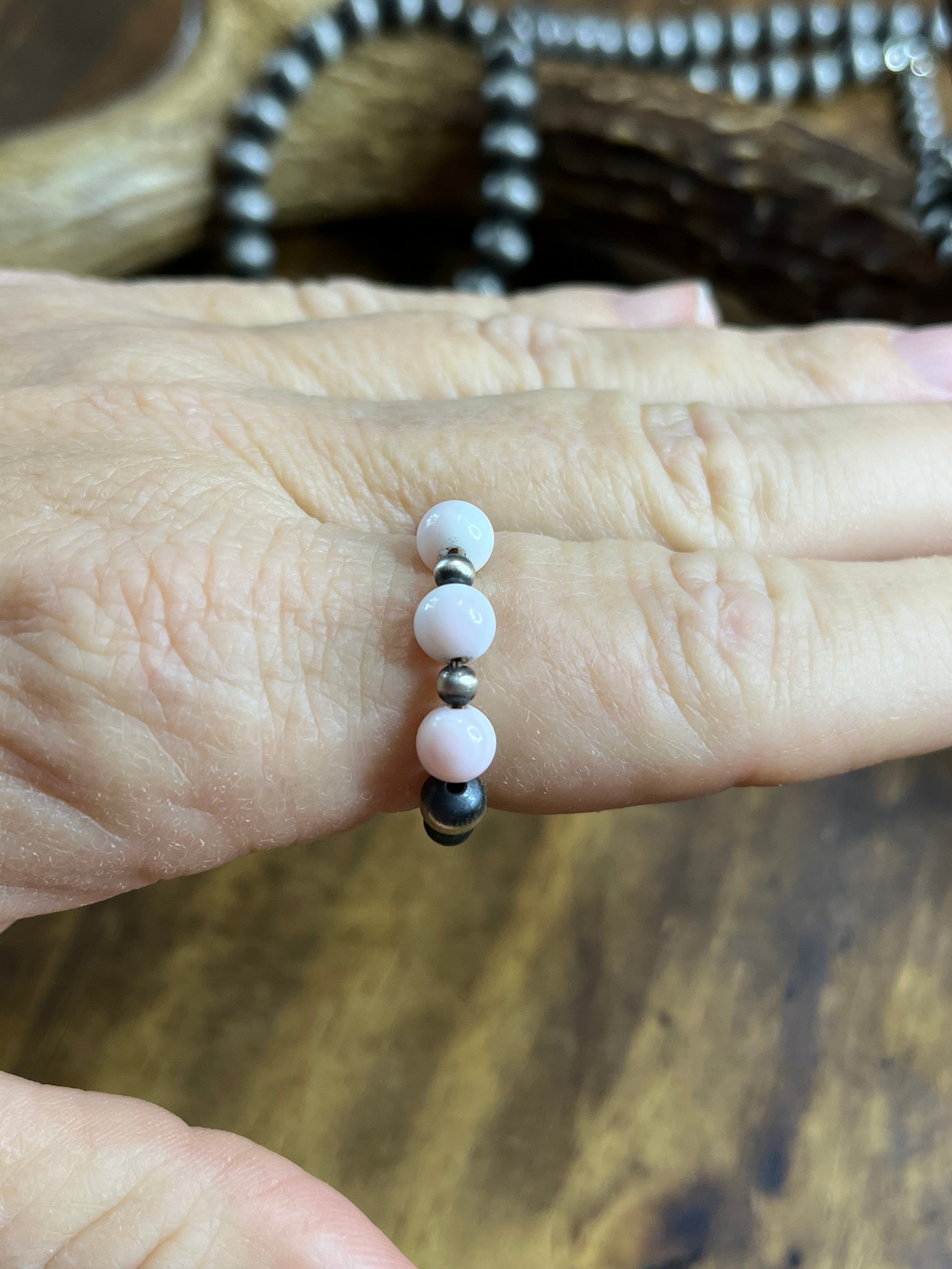 Pink Conch/Desert Pearls Ring