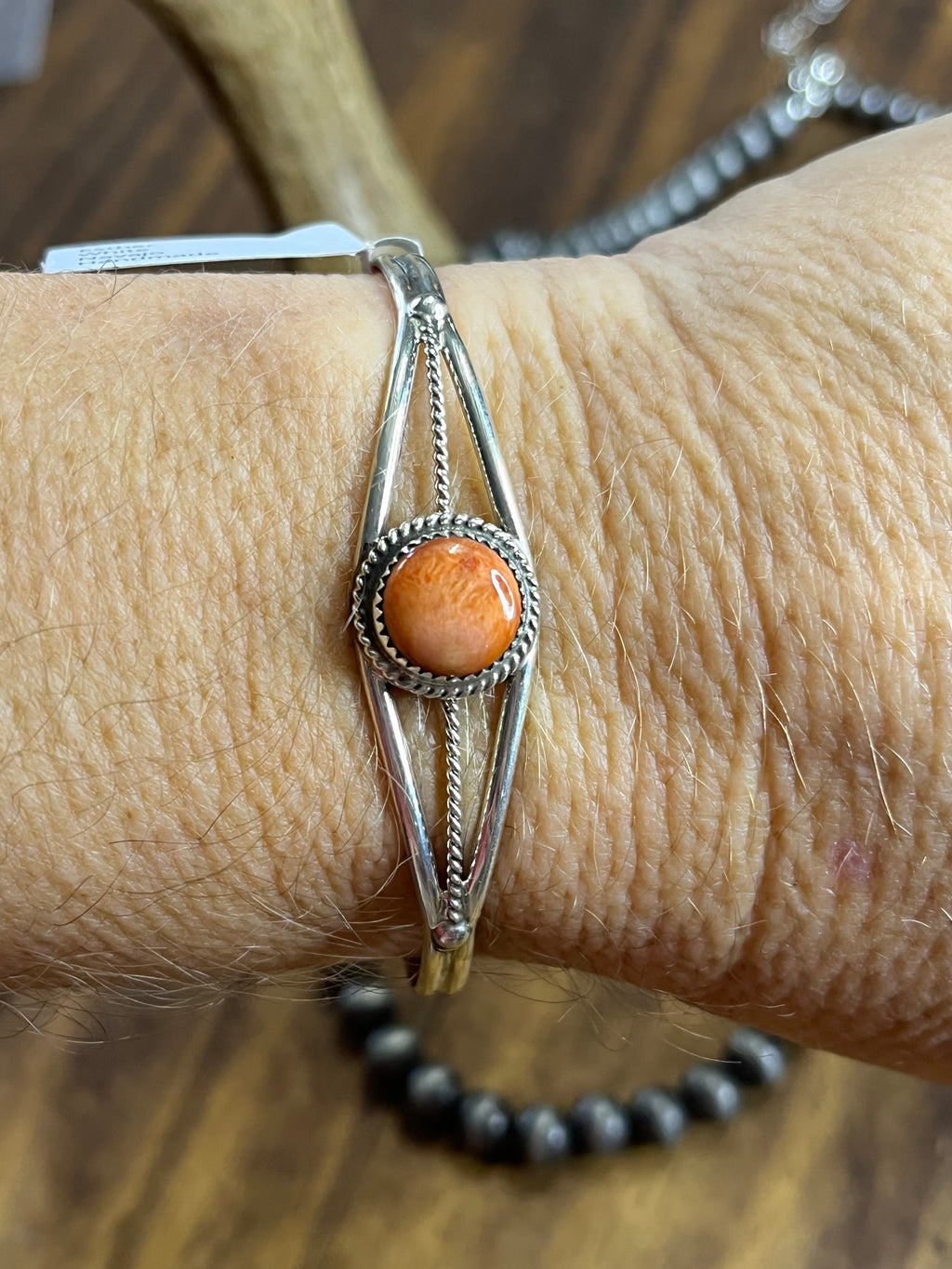 Navajo Esther White Orange Spiny Bracelet