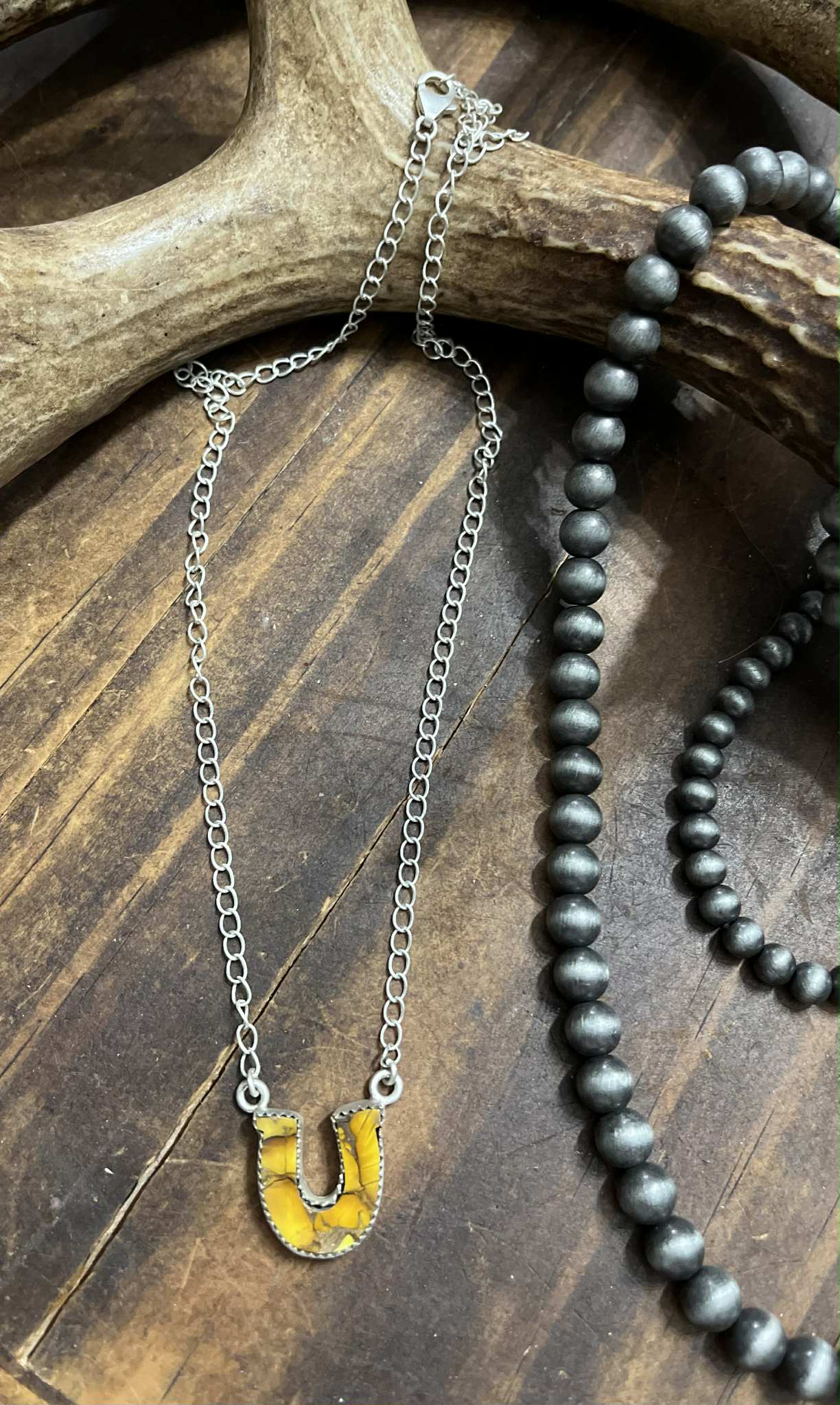Honey Dahlia Horseshoe Necklace