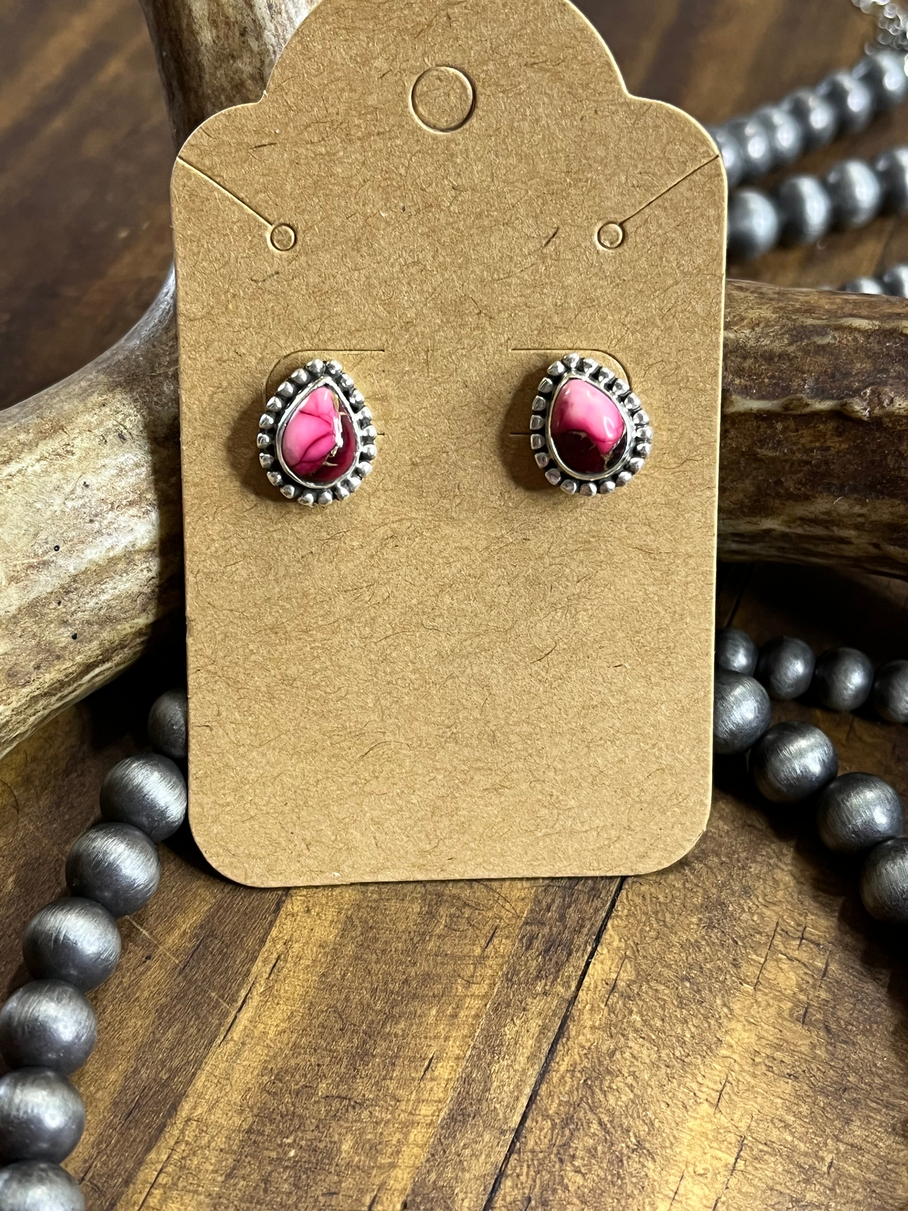 Rose Dahlia Stud Earrings