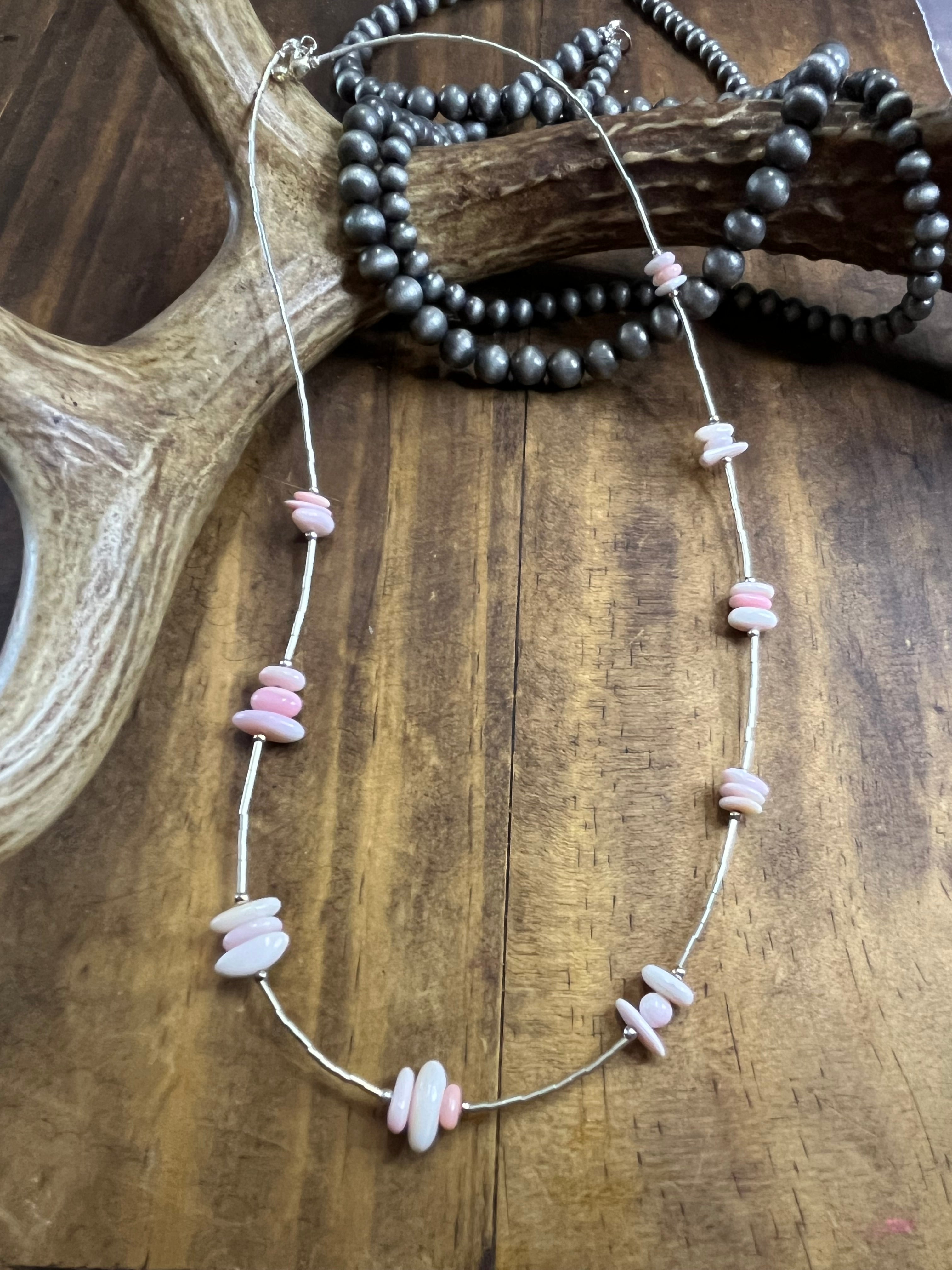 Pink Conch/Silver Necklace