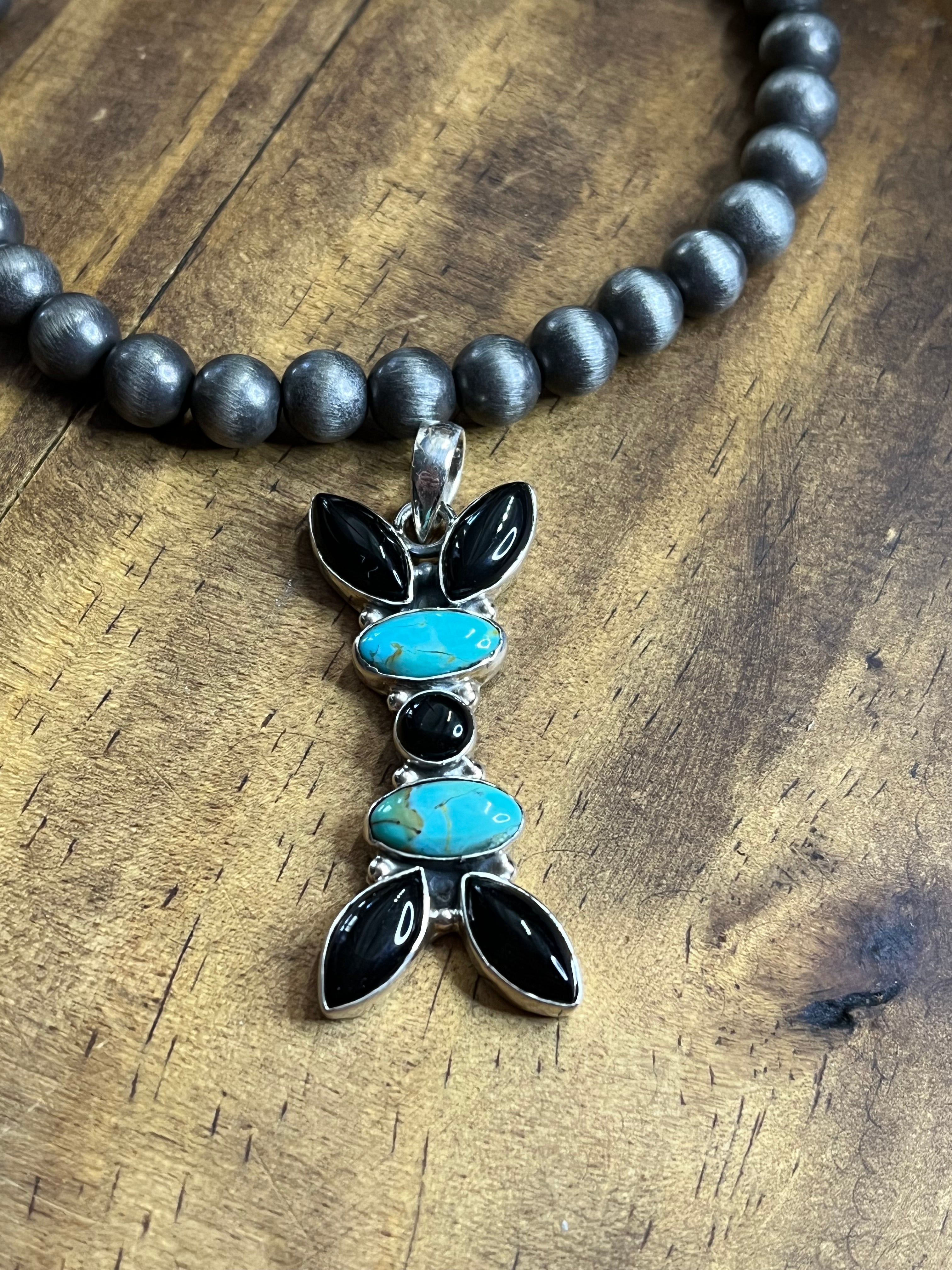 Black Onyx & Turquoise Pendant