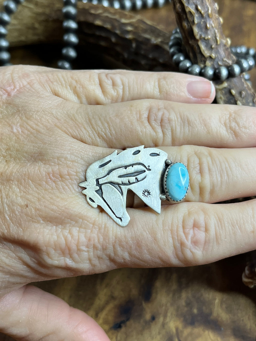 White Water Turquoise Horse Ring