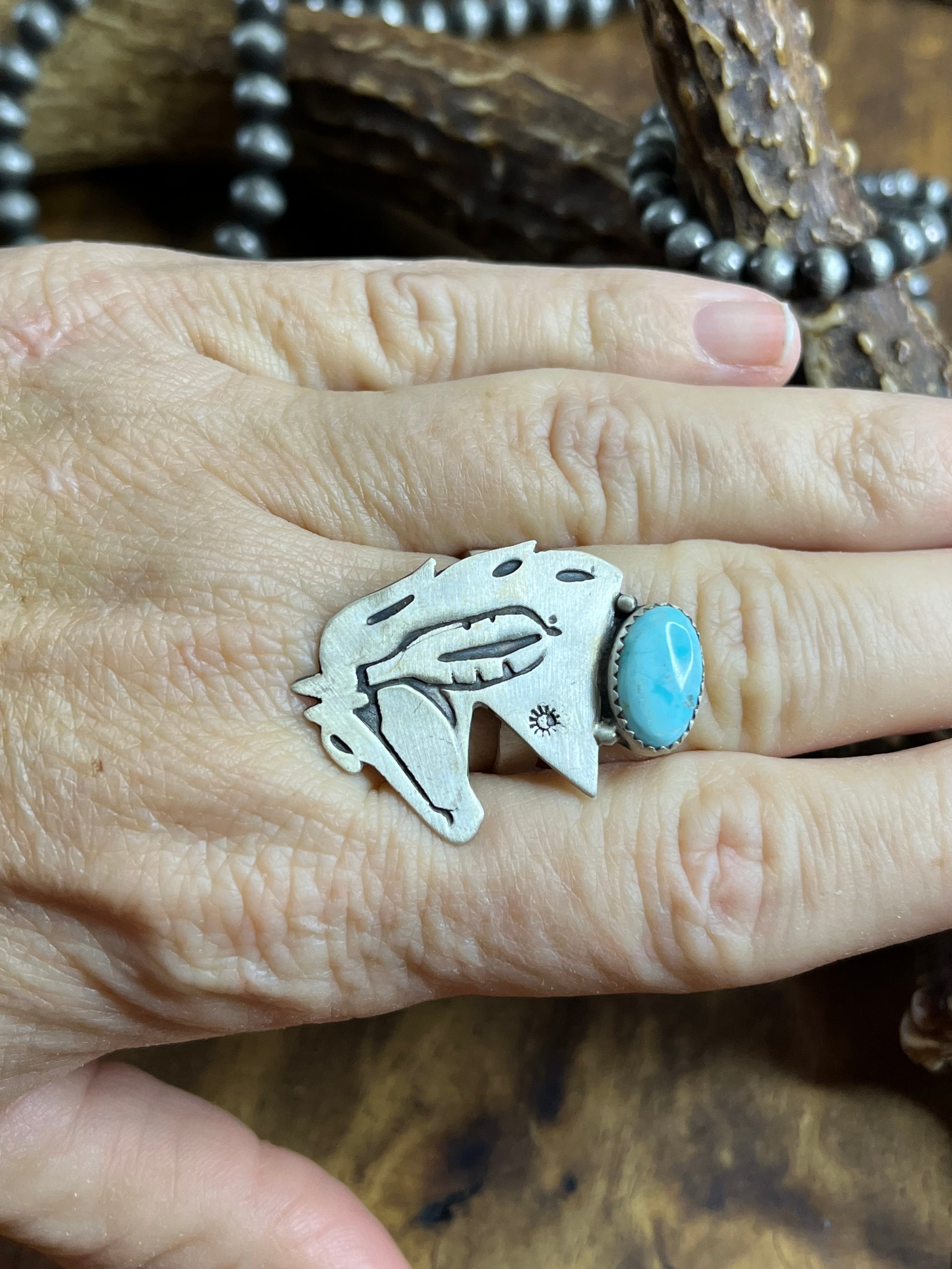White Water Turquoise Horse Ring