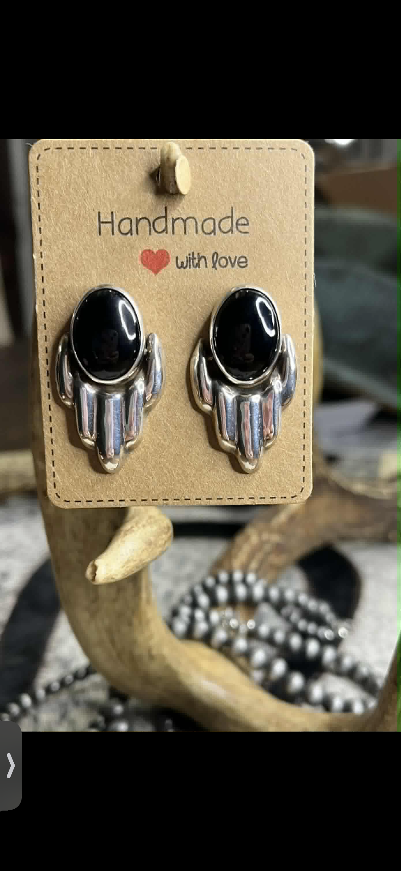 Black Onyx Taxco Earrings