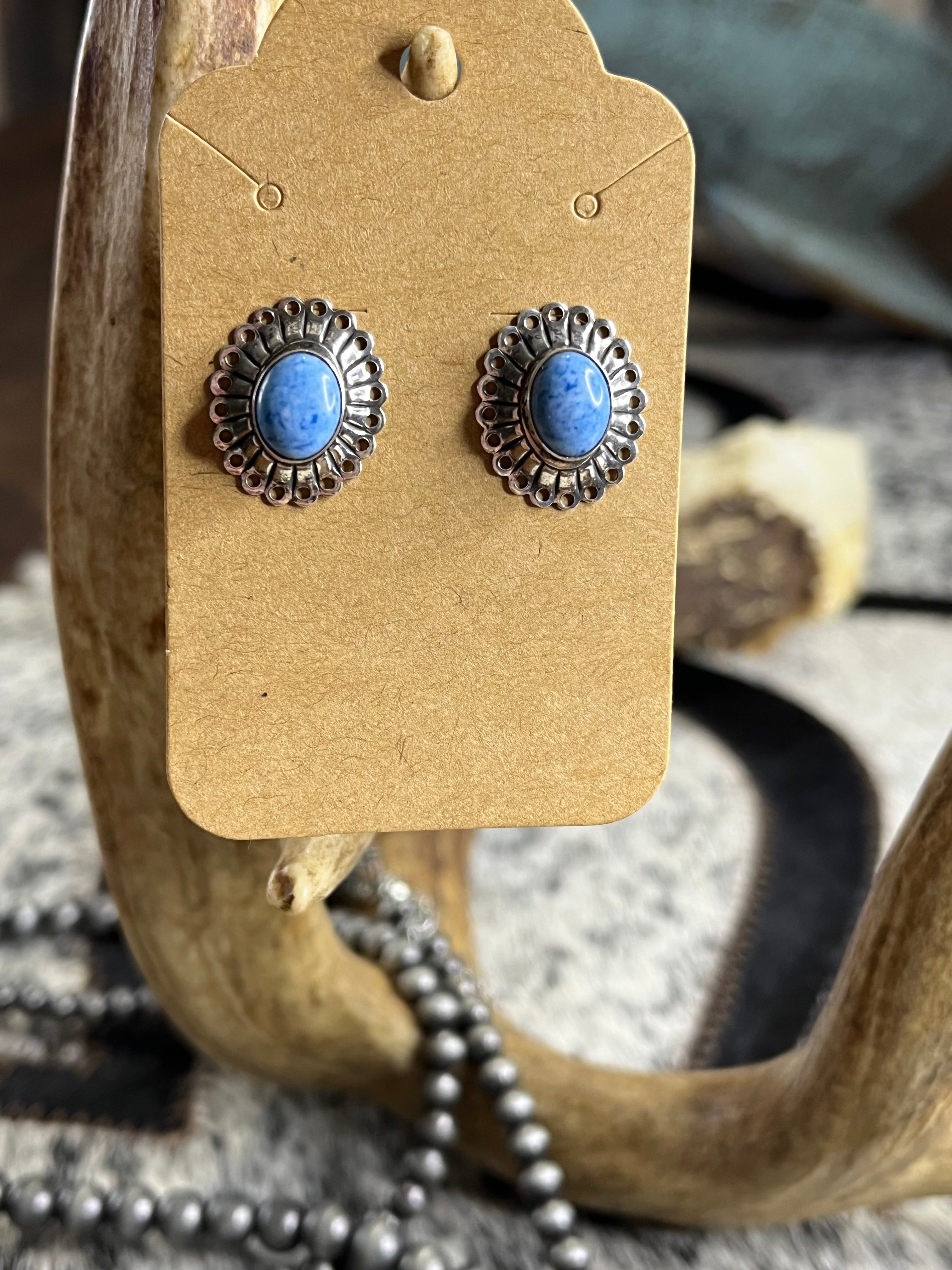 Blue Howlite Stud Earrings